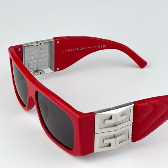 NEW Givenchy GV40034I  66A Red Leather Grey Unisex Geometric Sunglasses - Picture 9 of 12